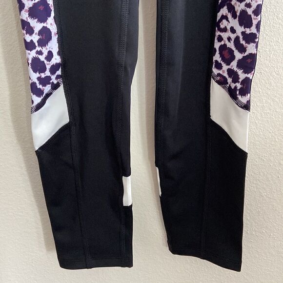 Aurique Brand High Waist Legging Mesh Panels & Black with White trim NWOT Sz Xs - Picture 5 of 11